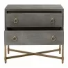 Strand Shagreen 2-Drawer Nightstand in Gray Shagreen - Front with Opened Drawer - Strand Shagreen 2-Drawer Nightstand in Gray Shagreen - Front with Opened Drawer