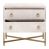 Strand Shagreen 2-Drawer Nightstand in White Shagreen - Front with Opened Drawer