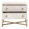 Strand Shagreen 2-Drawer Nightstand in White Shagreen - Front with Opened Drawer - Strand Shagreen 2-Drawer Nightstand in White Shagreen - Front with Opened Drawer