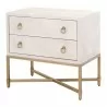 Strand Shagreen 2-Drawer Nightstand in White Shagreen - Front Side Angle - Strand Shagreen 2-Drawer Nightstand in White Shagreen - Front Side Angle
