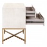 Strand Shagreen 2-Drawer Nightstand in White Shagreen - Side with Opened Drawer