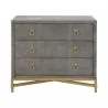 Strand Shagreen 3-Drawer Nightstand in Gray Shagreen - Front - Strand Shagreen 3-Drawer Nightstand in Gray Shagreen - Front