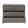 Strand Shagreen 3-Drawer Nightstand in Gray Shagreen - Front with Opened Drawer