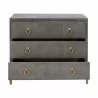 Strand Shagreen 3-Drawer Nightstand in Gray Shagreen - Front with Opened Drawer - Strand Shagreen 3-Drawer Nightstand in Gray Shagreen - Front with Opened Drawer