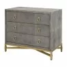 Strand Shagreen 3-Drawer Nightstand in Gray Shagreen - Angled - Strand Shagreen 3-Drawer Nightstand in Gray Shagreen - Angled