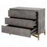 Strand Shagreen 3-Drawer Nightstand in Gray Shagreen - Angled with Opened Drawer