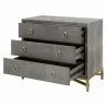 Strand Shagreen 3-Drawer Nightstand in Gray Shagreen - Angled with Opened Drawer - Strand Shagreen 3-Drawer Nightstand in Gray Shagreen - Angled with Opened Drawer