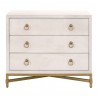 Strand Shagreen 3-Drawer Nightstand in White Shagreen - Front