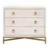 Strand Shagreen 3-Drawer Nightstand in White Shagreen - Front - Strand Shagreen 3-Drawer Nightstand in White Shagreen - Front