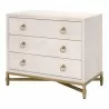 Strand Shagreen 3-Drawer Nightstand in White Shagreen - Angled - Strand Shagreen 3-Drawer Nightstand in White Shagreen - Angled