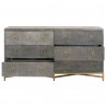 Strand Shagreen 6-Drawer Double Dresser in Gray Shagreen - Front with Opened Dresser