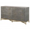 Strand Shagreen 6-Drawer Double Dresser in Gray Shagreen - Angled