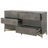 Strand Shagreen 6-Drawer Double Dresser in Gray Shagreen - Opened Dresser with Angled