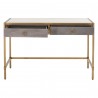 Strand Shagreen Writing Desk in Gray - Front Opened Drawer
