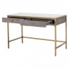 Strand Shagreen Writing Desk in Gray - Angled with Opened Drawer