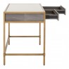 Strand Shagreen Writing Desk in Gray - Side in Opened Drawer