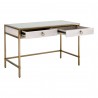 Strand Shagreen Writing Desk in White - Angled with Opend Drawer
