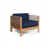Sylvie Teak Outdoor Club Chair with Sunbrella® Navy Cushion - Sylvie Teak Outdoor Club Chair with Sunbrella® Navy Cushion