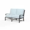 La Jolla Loveseat in Canvas Natural w/ Self Welt - Front Side Angle - La Jolla Loveseat in Canvas Natural w/ Self Welt - Front Side Angle