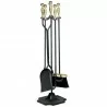 Mr. Bar-B-Q UniFlame® 5 Piece Polished Brass and Black Finish Fireset with Ball Handles - Mr. Bar-B-Q UniFlame® 5 Piece Polished Brass and Black Finish Fireset with Ball Handles