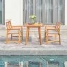 Vifah Waimea Honey 3-Piece Slatted Eucalyptus Wood Patio Dining Set with Bench and Cushion, Front Angle - Vifah Waimea Honey 3-Piece Slatted Eucalyptus Wood Patio Dining Set with Bench and Cushion, Front Angle
