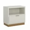 Sunpan Jenkins Nightstand High Gloss Cream - Front Side Angle - Sunpan Jenkins Nightstand High Gloss Cream - Front Side Angle