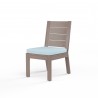 Laguna Armless Dining Chair in Canvas Skyline, No Welt - Front Side Angle