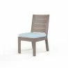 Laguna Armless Dining Chair in Canvas Skyline, No Welt - Front Side Angle - Laguna Armless Dining Chair in Canvas Skyline, No Welt - Front Side Angle
