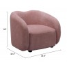 Tallin Accent Chair in Mauve Pink-seat dimension