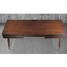 Furnitech 66" Mid - Century Modern Writing Desk with a cognac finish over Brazilian cherry veneers; solid Brazilian cherry wood legs - Front Top Angle