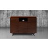 Furnitech 47" Mid - Century Modern media, gaming, storage dresser in exotic Iron Wood featuring solid cherry wood solid black cherry wood legs - Front Angle
