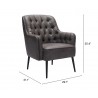 Tasmania Accent Chair Vintage Black- Seat Dimension