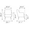 Tasmania Accent Chair Vintage Brown - Seat Dimesion