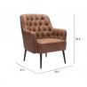 Tasmania Accent Chair Vintage Brown - Seat Dimension