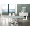 LOTO Italian Taupe Leather Dining Chair in White - Lifestyle