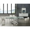 ICON Dining Table In Clear Glass With Polished Stainless Steel Base - Lifestyle - ICON Dining Table In Clear Glass With Polished Stainless Steel Base - Lifestyle