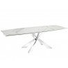 Icon Dining Table In White Marbled Porcelain Top On Glass With Polished Stainless Steel Base - White BG