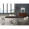 Icon Dining Table In Smoked Glass With Polished Stainless Steel Base - Lifestyle