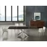 Icon Dining Table In Smoked Glass With Polished Stainless Steel Base - Lifestyle - Icon Dining Table In Smoked Glass With Polished Stainless Steel Base - Lifestyle