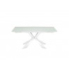 Icon Dining Table In White Glass With Polished Stainless Steel Base - Front