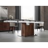 Olivia Dining Table In White Marbled Porcelain Top On Glass With Walnut Veneer Base - Lifestyle