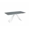 Stanza Dining Table In Gray Glass With Polished Stainless Steel Base - Angled - Stanza Dining Table In Gray Glass With Polished Stainless Steel Base - Angled