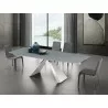 Stanza Dining Table In Gray Glass With Polished Stainless Steel Base - Lifestyle - Stanza Dining Table In Gray Glass With Polished Stainless Steel Base - Lifestyle
