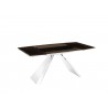 Stanza Dining Table In Smoked Glass With Polished Stainless Steel Base - Angled
