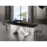 Stanza Dining Table In Smoked Glass With Polished Stainless Steel Base - Lifestyle