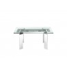 ASTOR Dining Table In Clear Glass With Polished Stainless Steel Base - Front