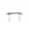 ASTOR Dining Table In Clear Glass With Polished Stainless Steel Base - Front - ASTOR Dining Table In Clear Glass With Polished Stainless Steel Base - Front