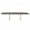 Casabianca ALLEGRIA Dining Table In Brown Marbled Porcelain Top On Glass With Polished Stainless Steel Base - Front Extended - Casabianca ALLEGRIA Dining Table In Brown Marbled Porcelain Top On Glass With Polished Stainless Steel Base - Front Extended