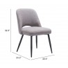 Zuo Modern Teddy Dining Chair in Gray - Seat Dimension