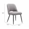 Zuo Modern Teddy Dining Chair in Gray - Seat Dimension - Zuo Modern Teddy Dining Chair in Gray - Seat Dimension